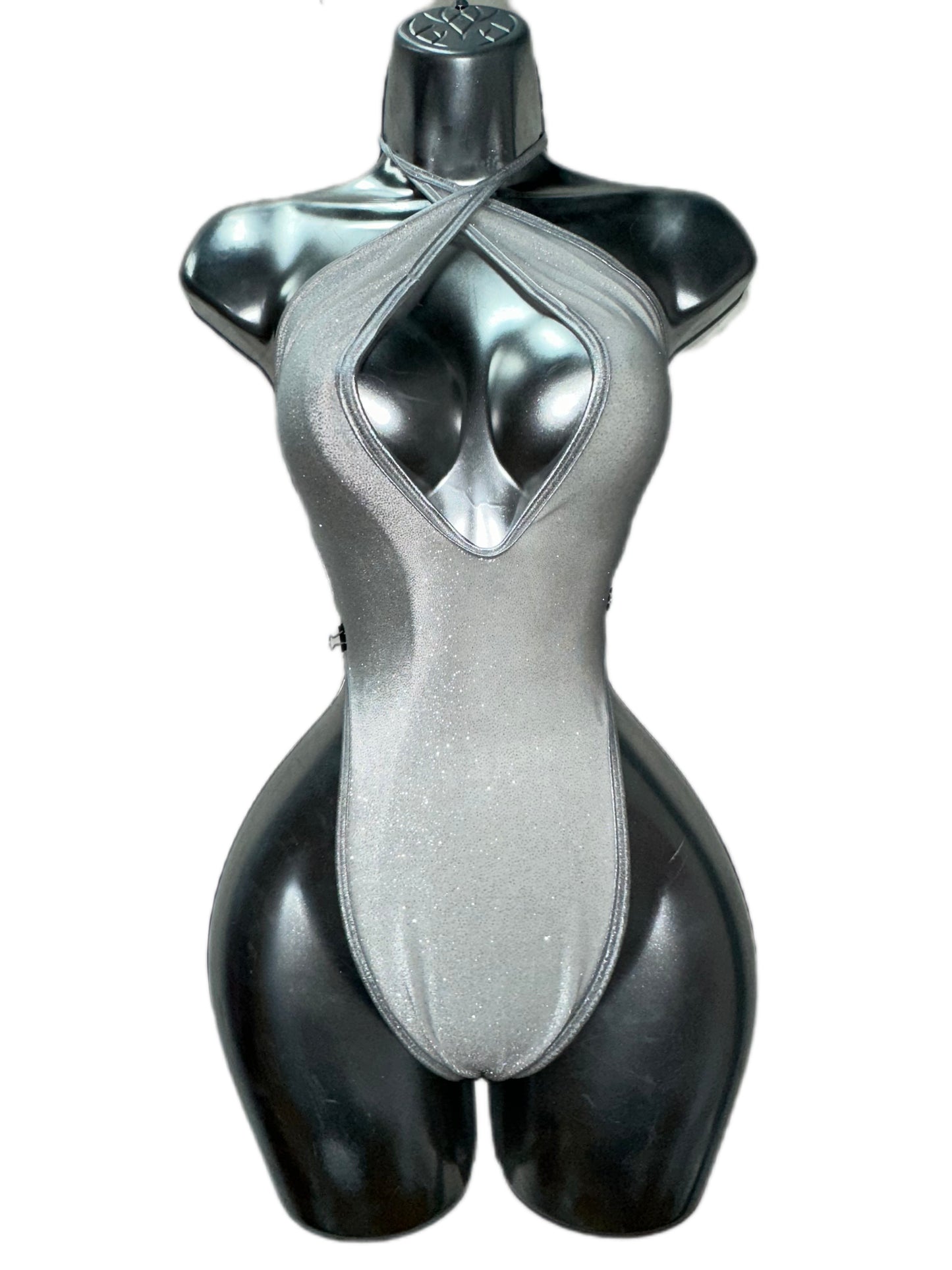 White w/ Silver Trim One Piece