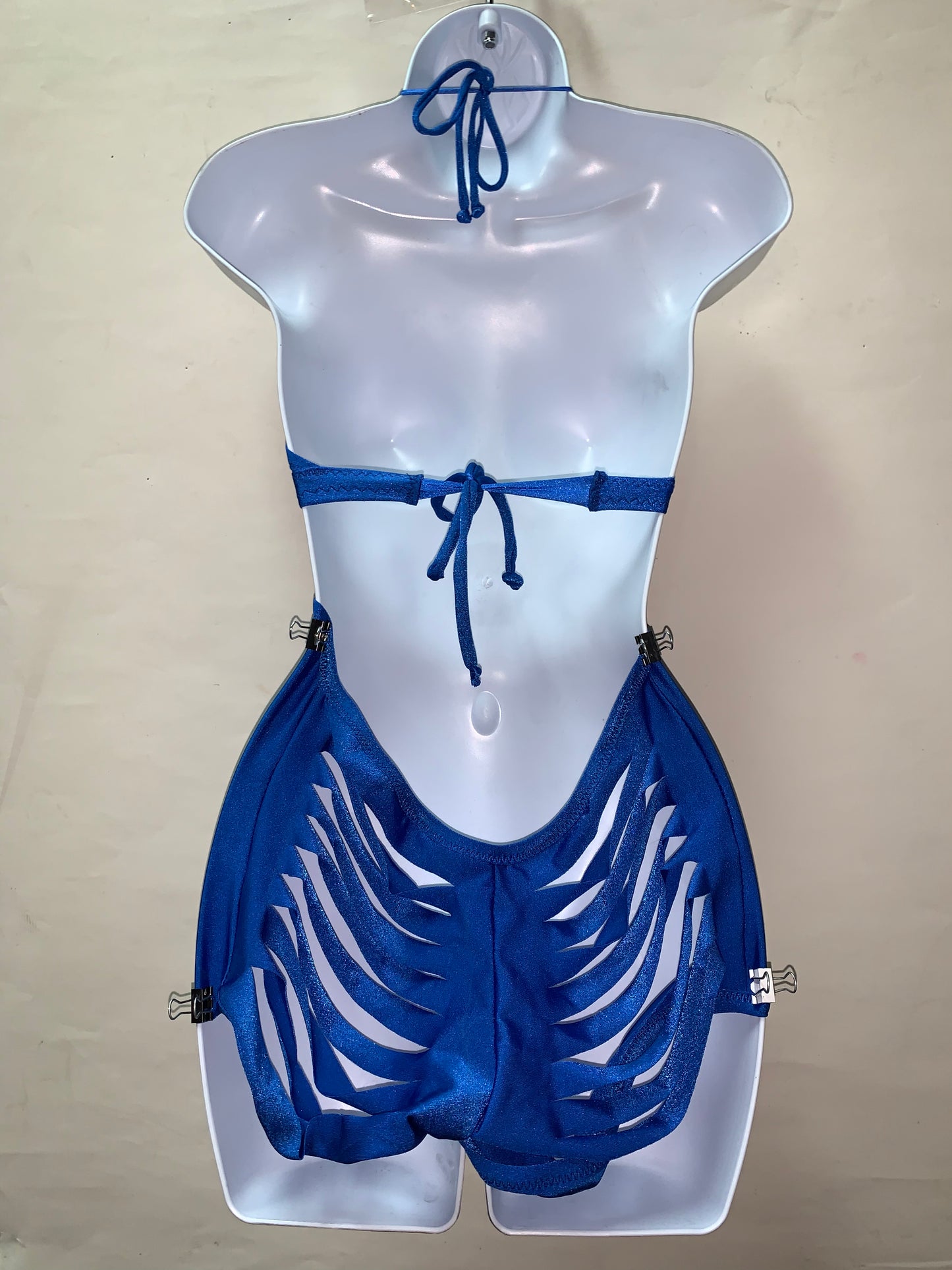 BLUE ONE PIECE SHORTS WITH RHINESTONES