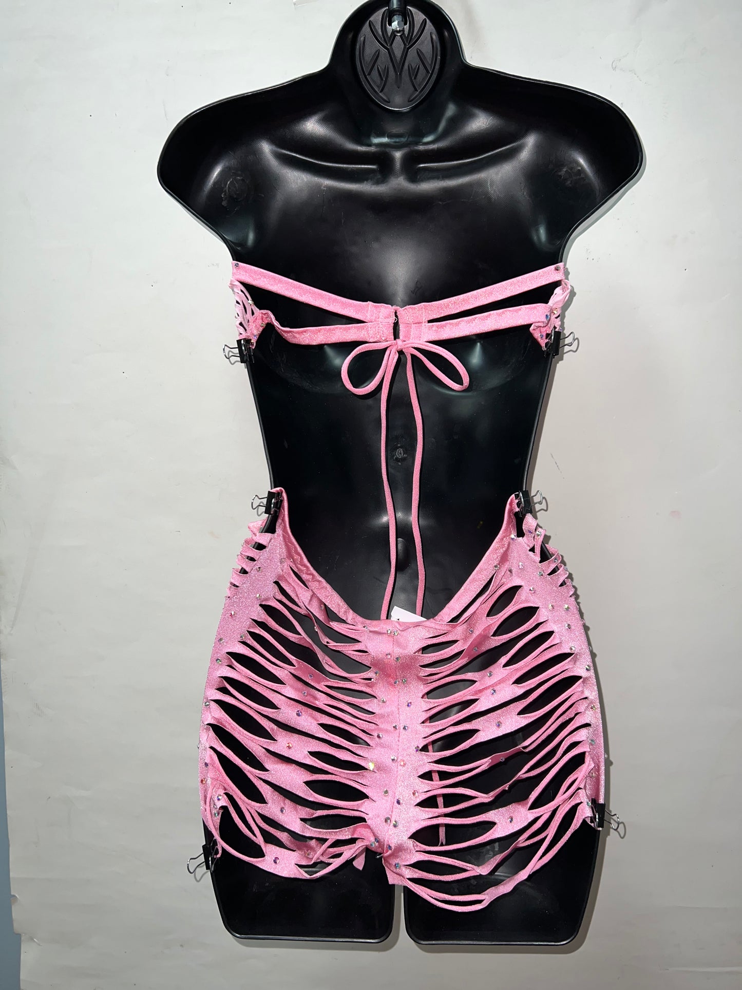 Two Piece Pink Slit Short Set