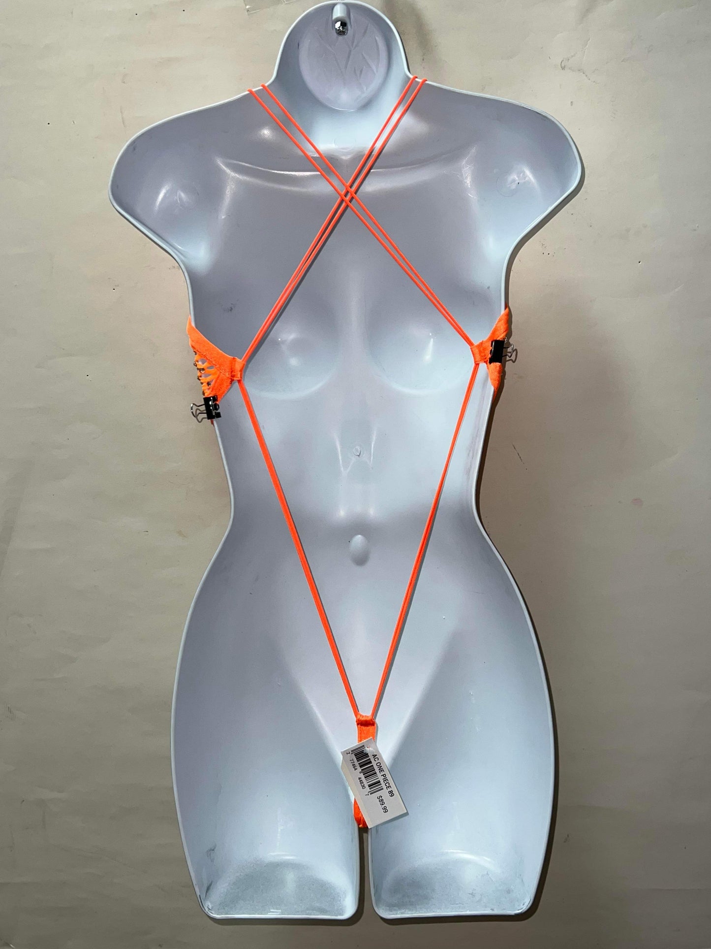 ORANGE FISHNET ONE PIECE