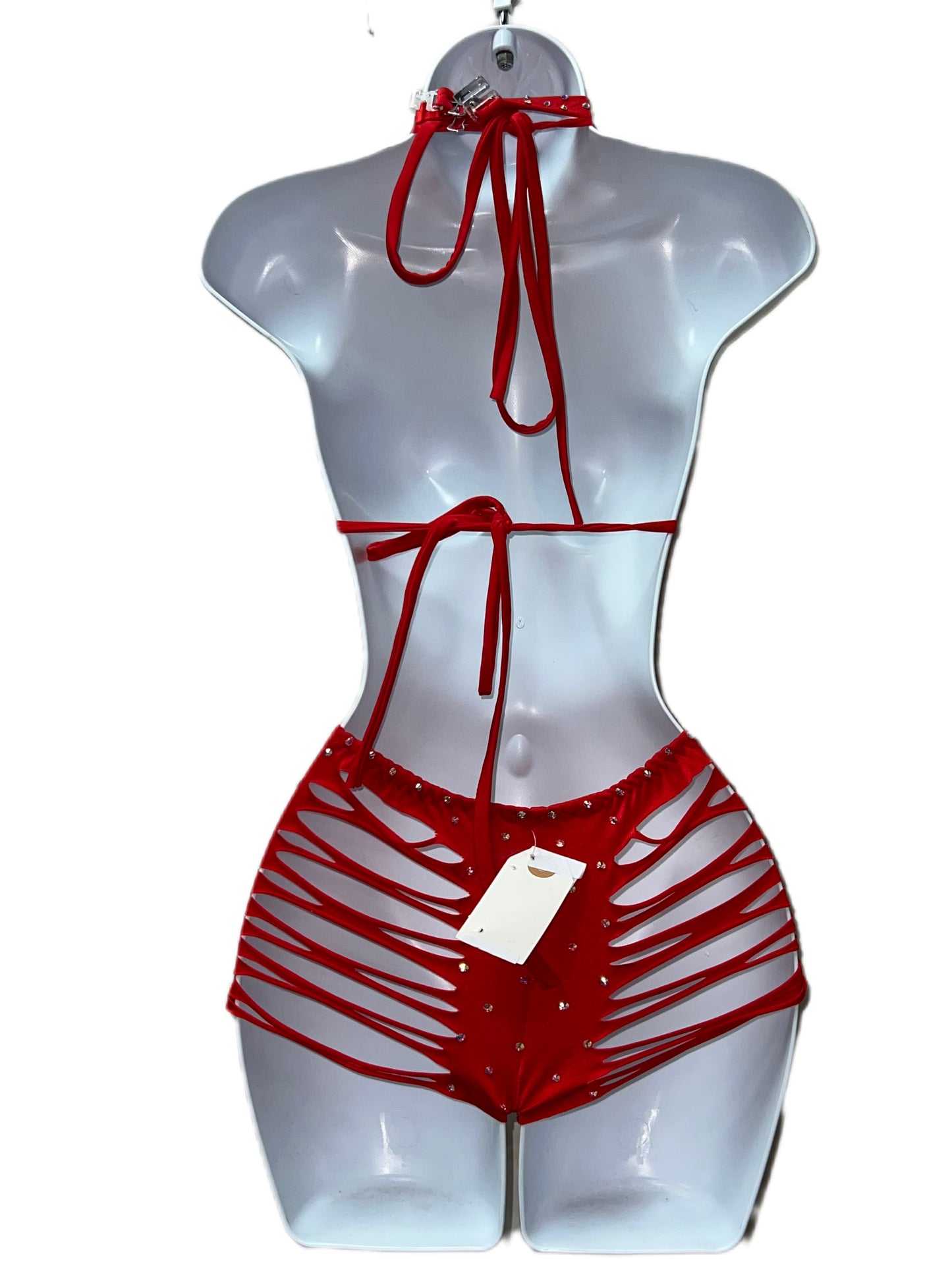 RED SHORT SET TWO PIECE