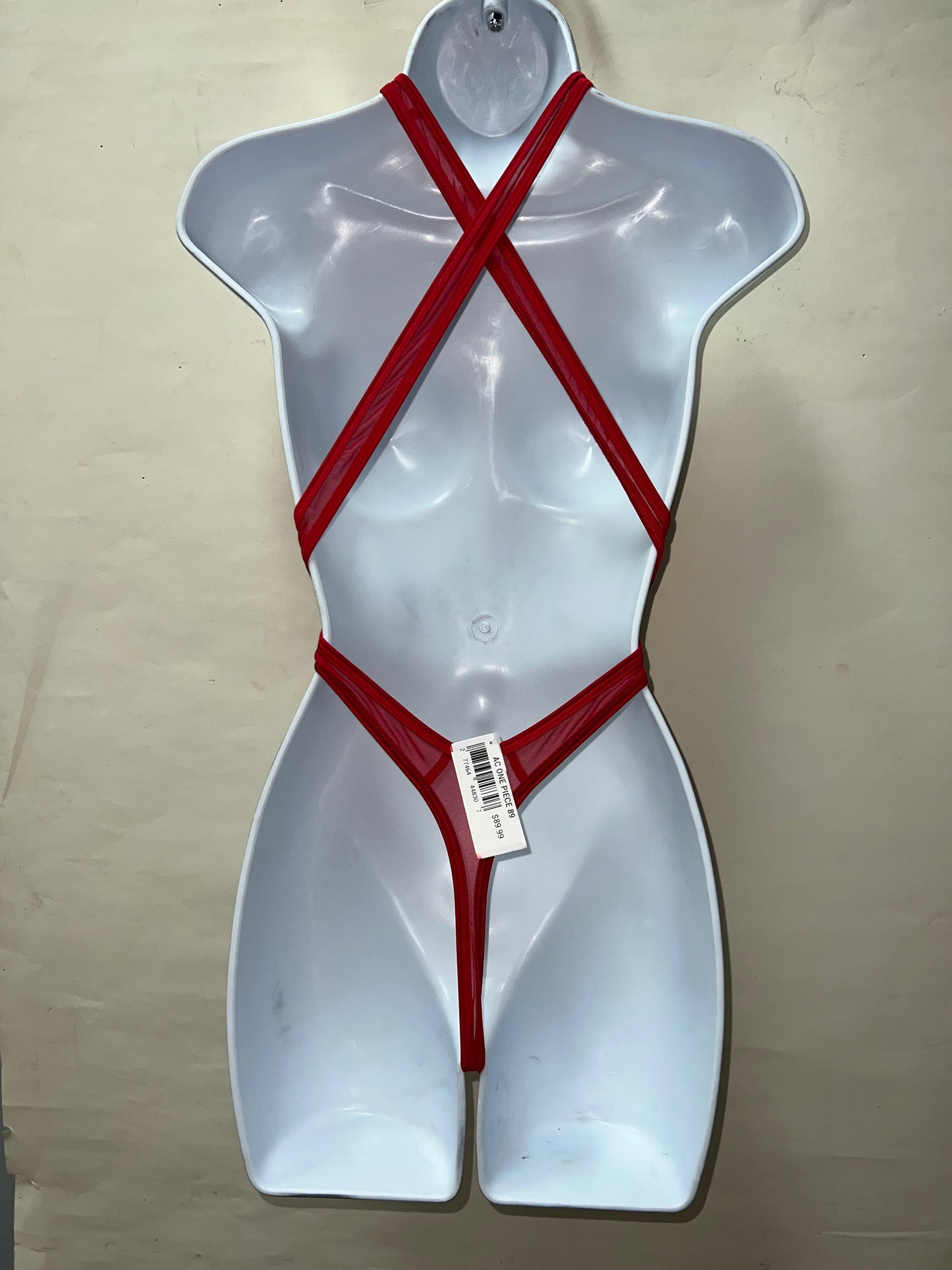 One Piece Red Mesh Ensemble