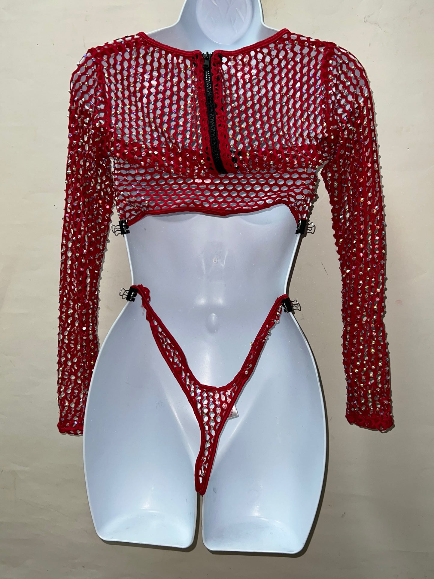 Three Piece Rhinestone Short Set