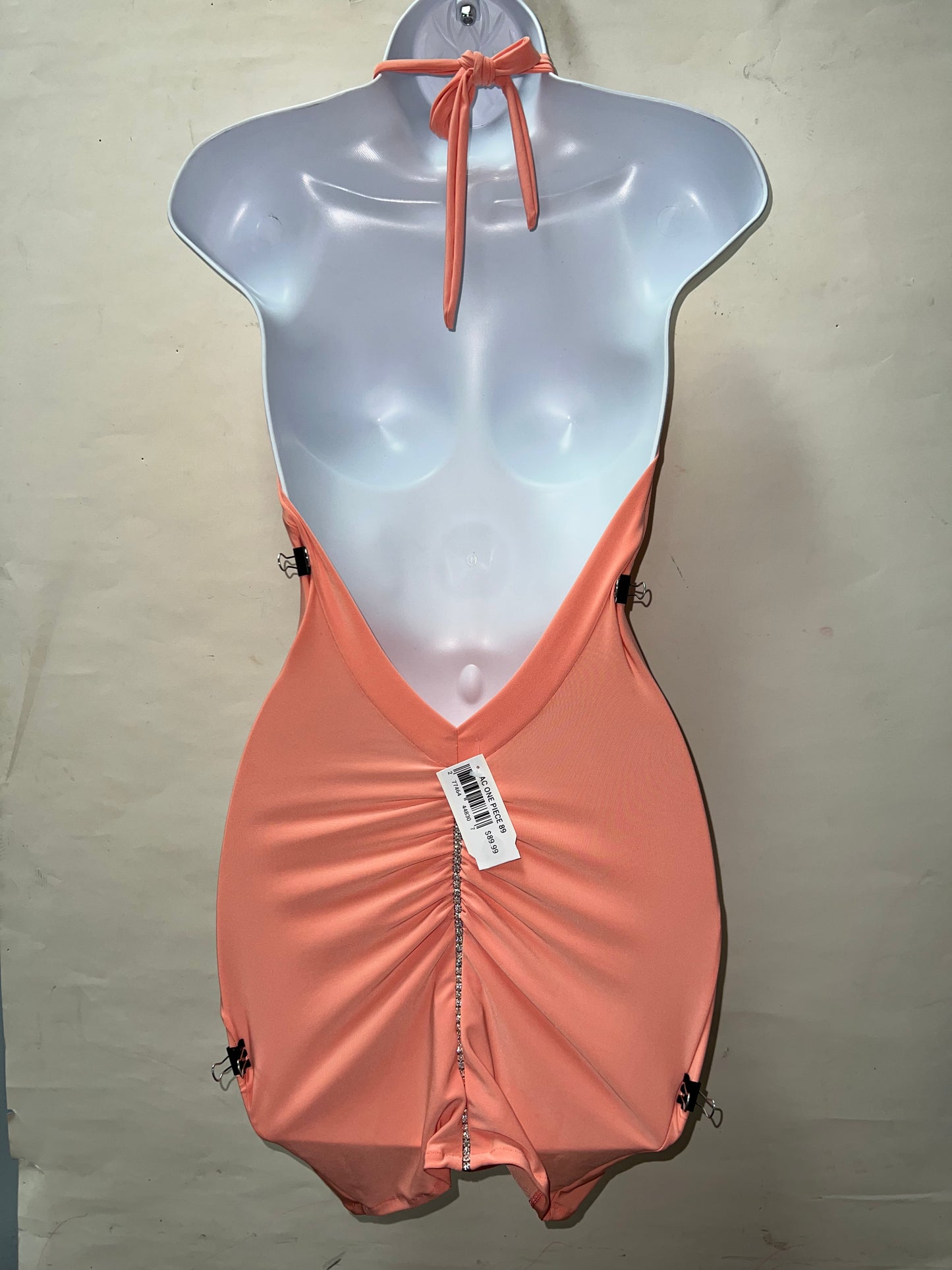 Rhinestone Peach Dress