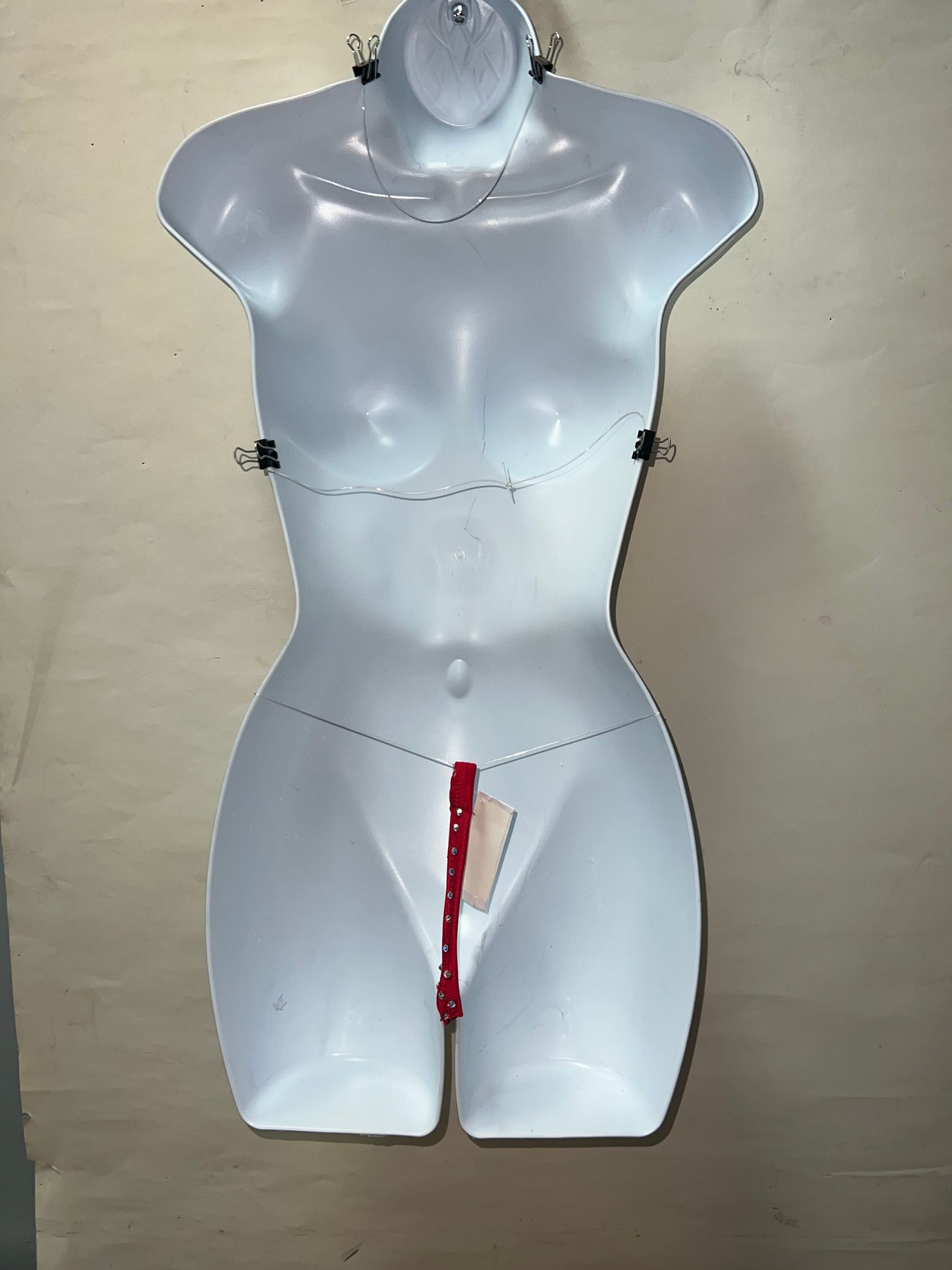 Two Piece Rhinestone Red Micro Set