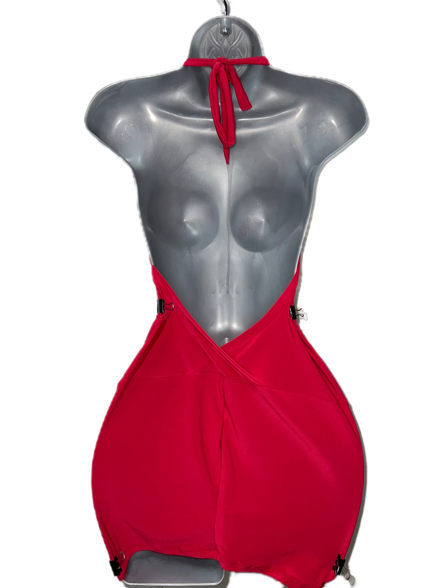 Red Rhinestone Strap Dress