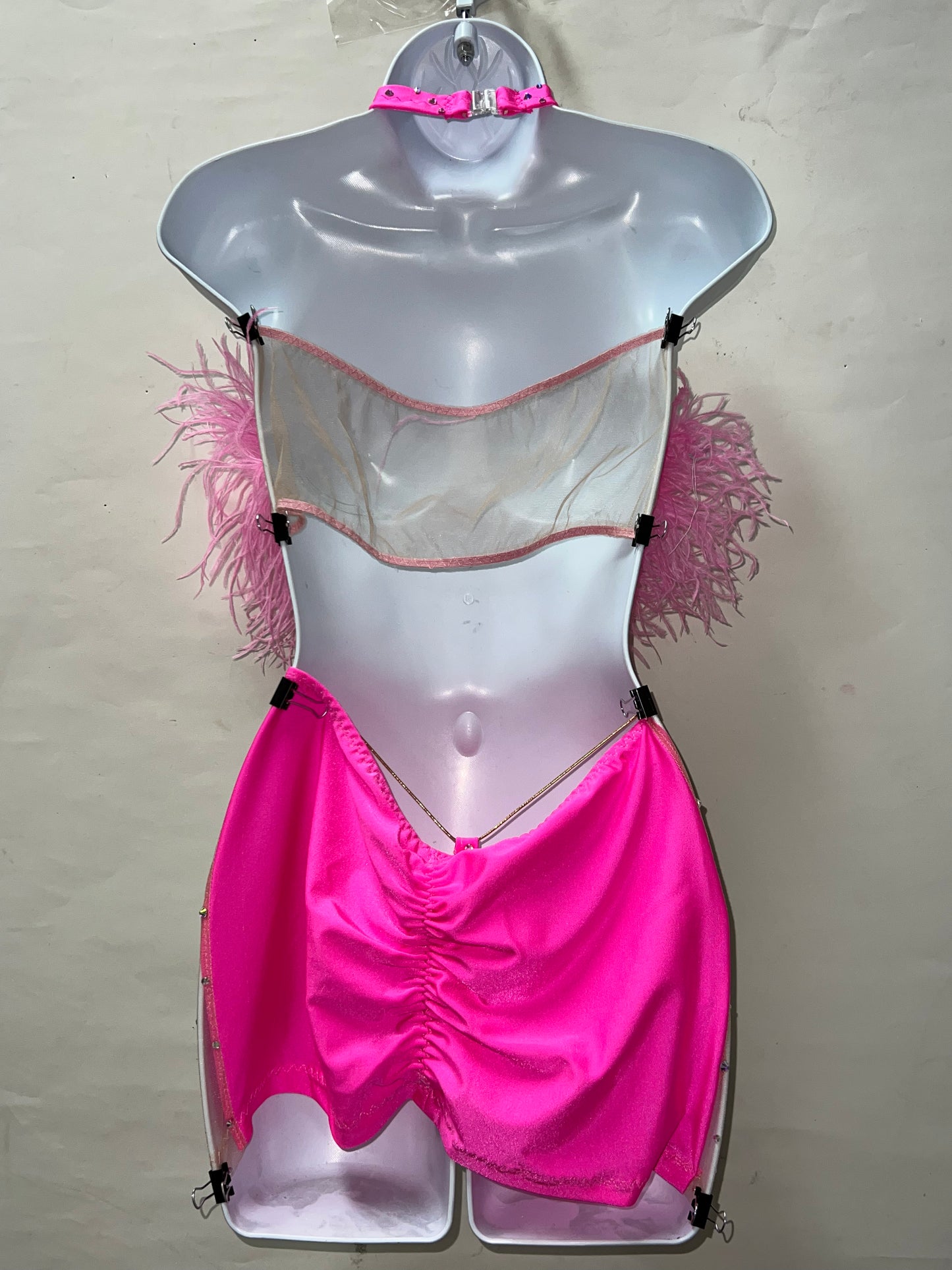 Two Piece Ostrich Skirt Set