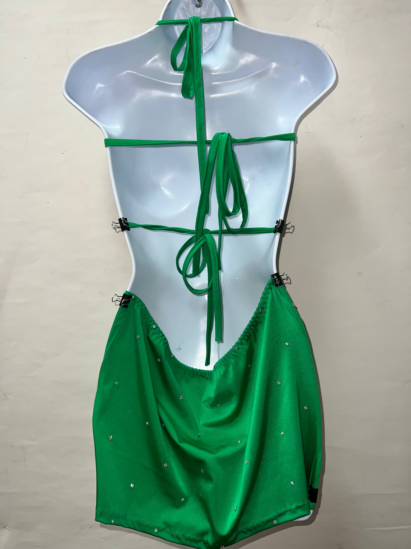 Two Piece Star Top Green Skirt Set