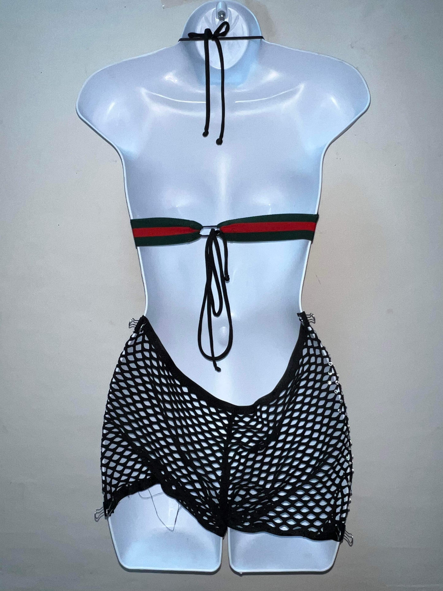 ONE PIECE SHORTS FISHNET WITH RHINESTONES