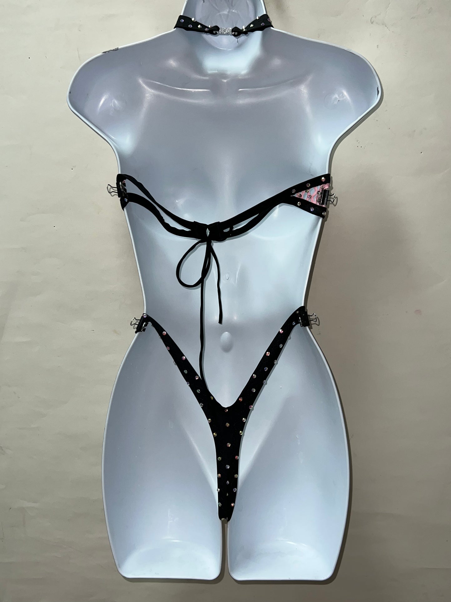 Three Piece Blk/Pink Short Set