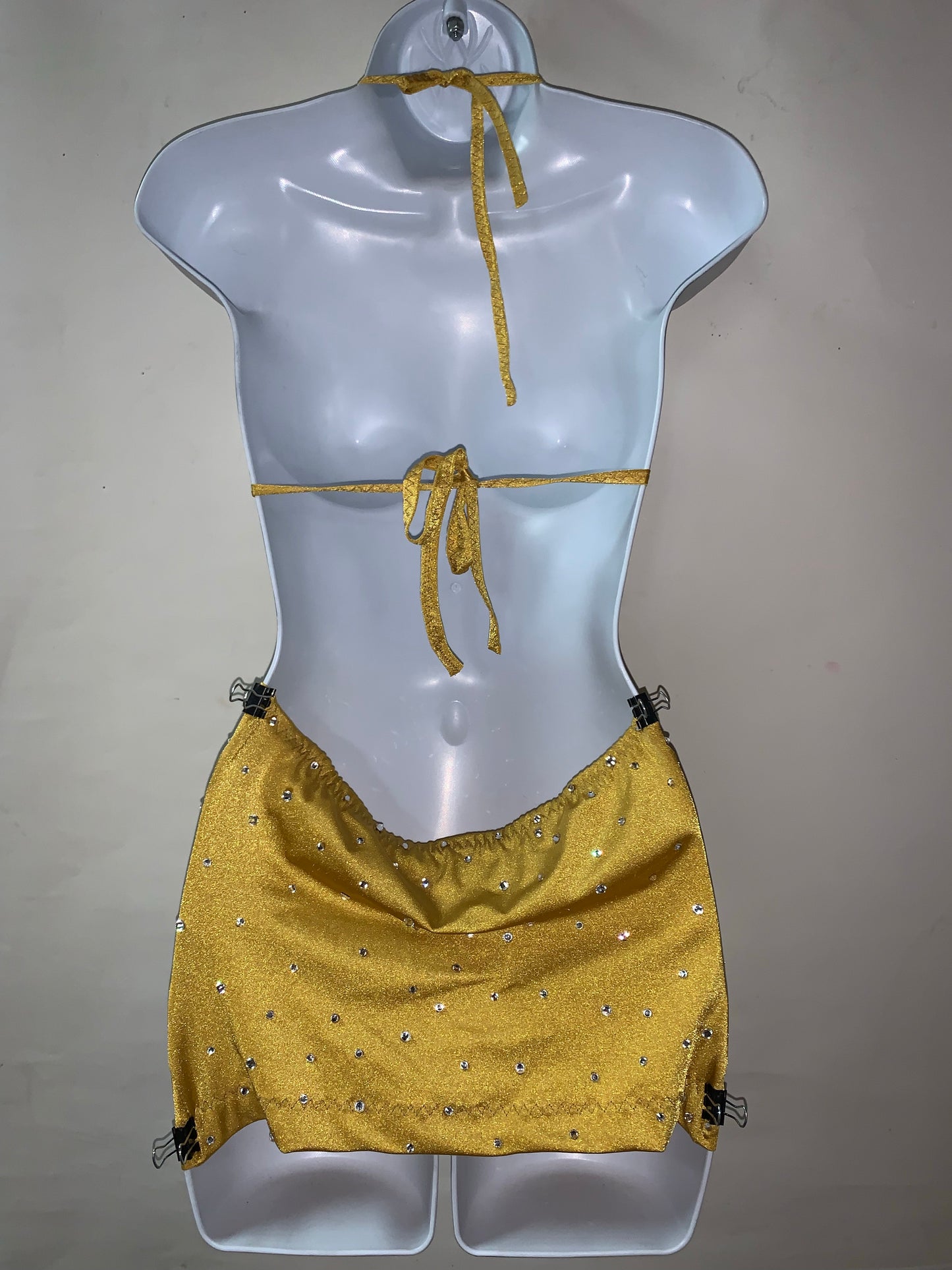 Two Piece Rhinestone Skirt Set