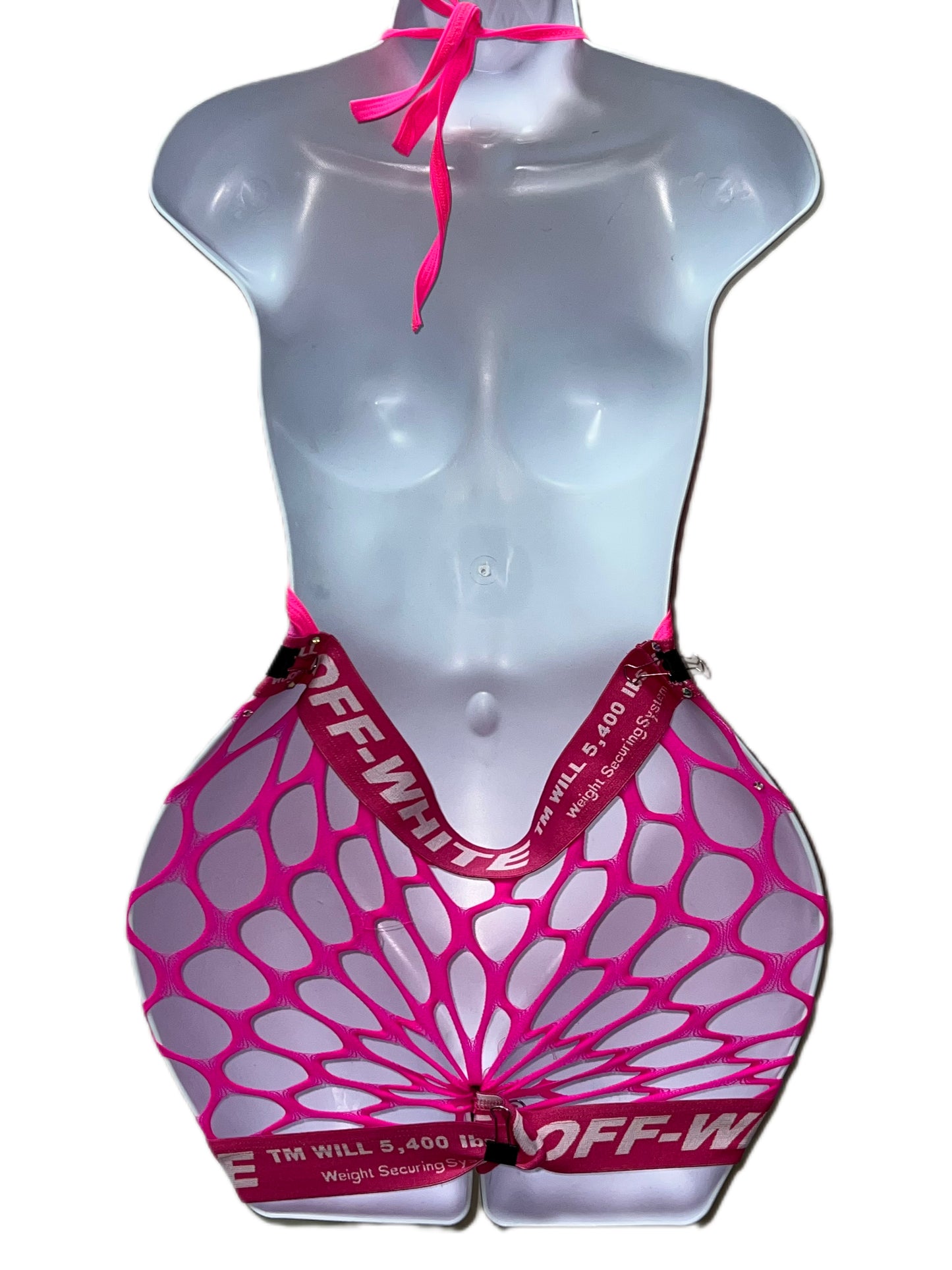 PINK FISHNET SHORTS ONE PIECE OUTFIT
