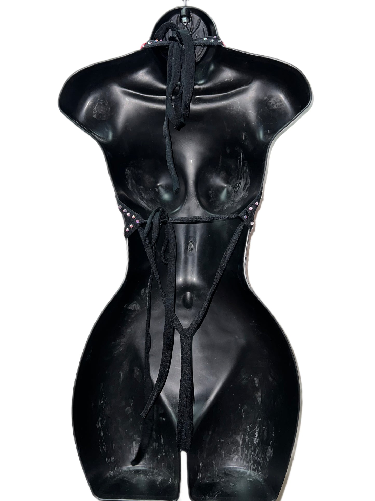 BLACK AND PINK FRINGE ONE PIECR