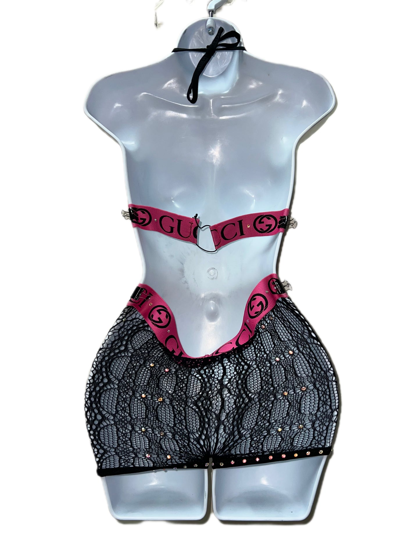 BLACK AND PINK SHORTS SET