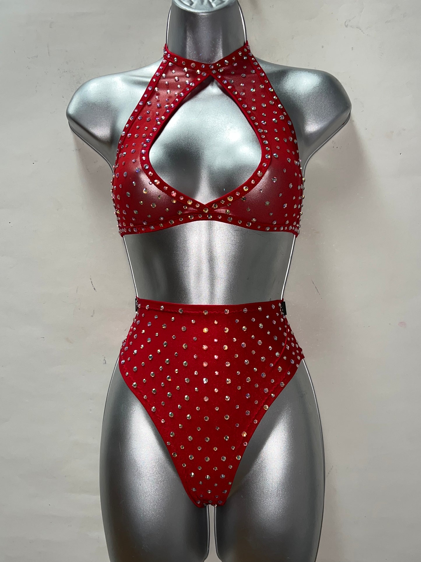 Two Piece High Waist Red Short Set