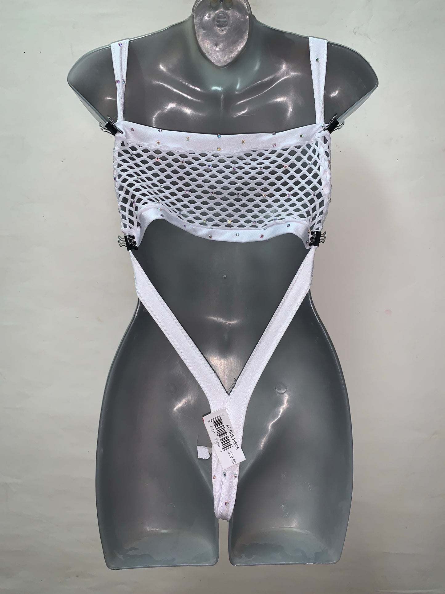 WHITE FISHNET SLINGSHOT TWO PIECE