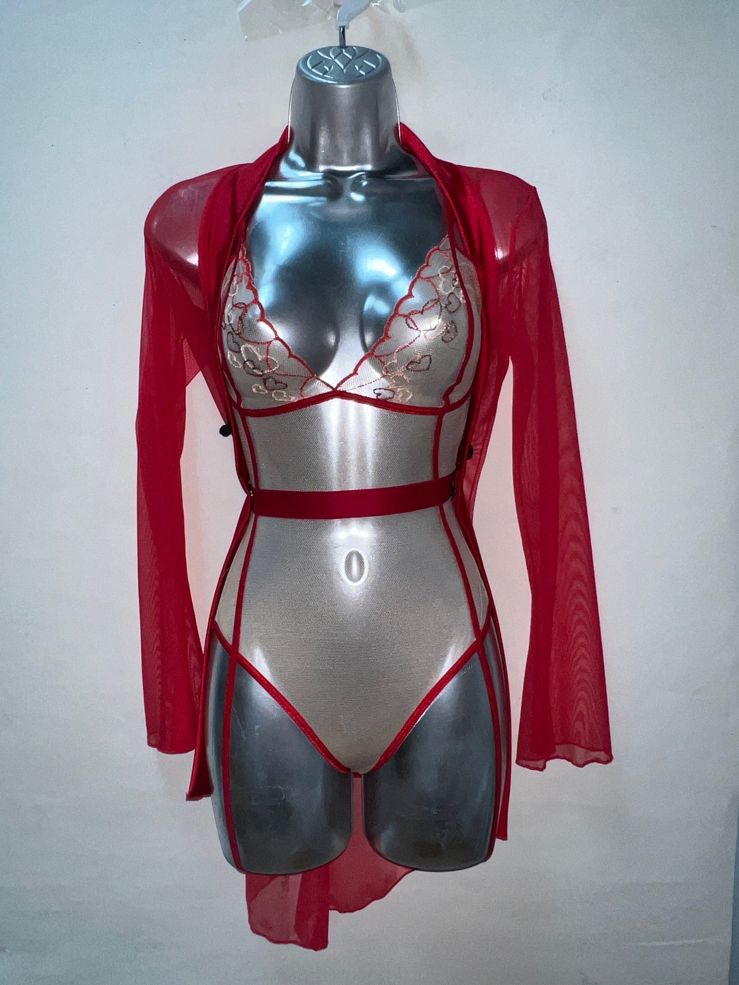 One Piece Red and Nude Ensemble