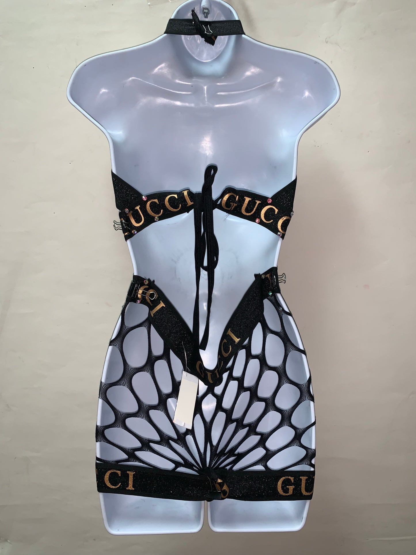 BLACK FISHNET TWO PIECE