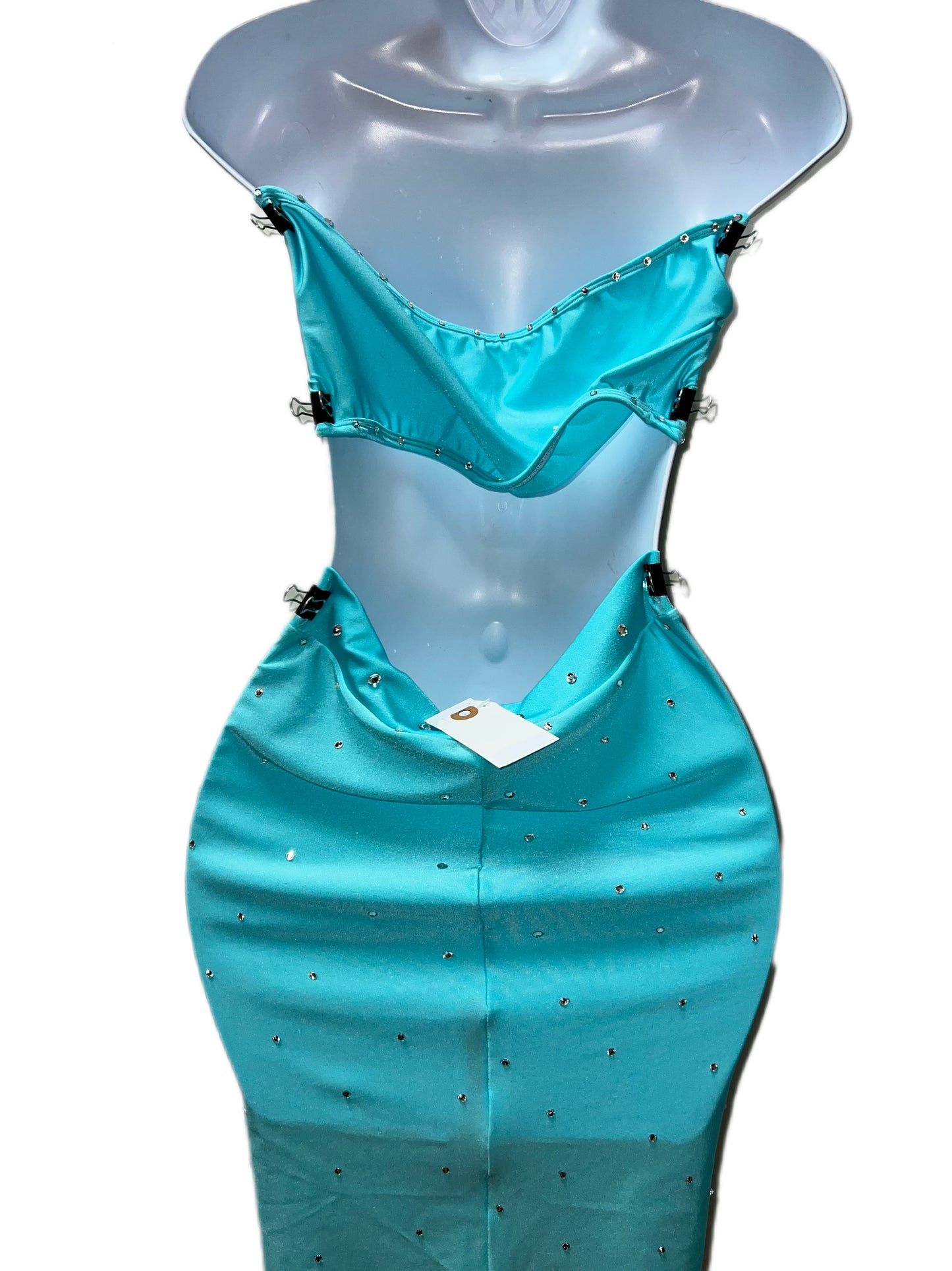 BLUE TWO PIECE SKIRT SET