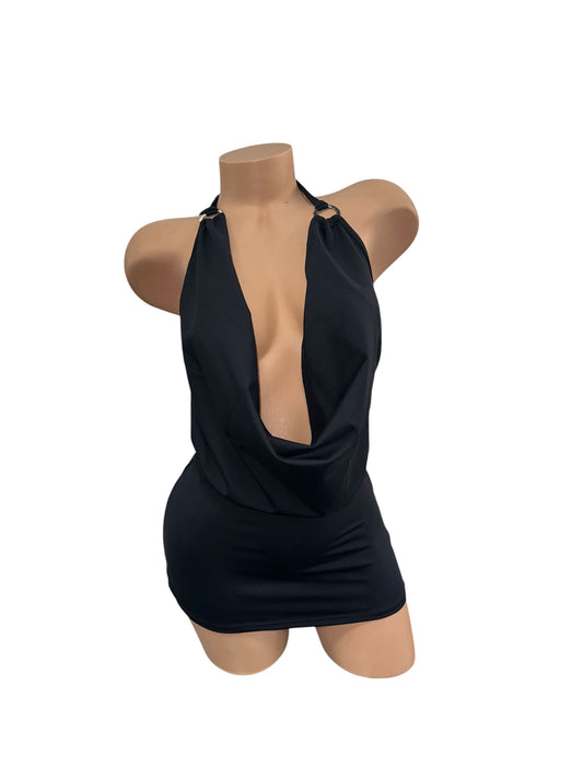 BLACK DRAPED DRESS