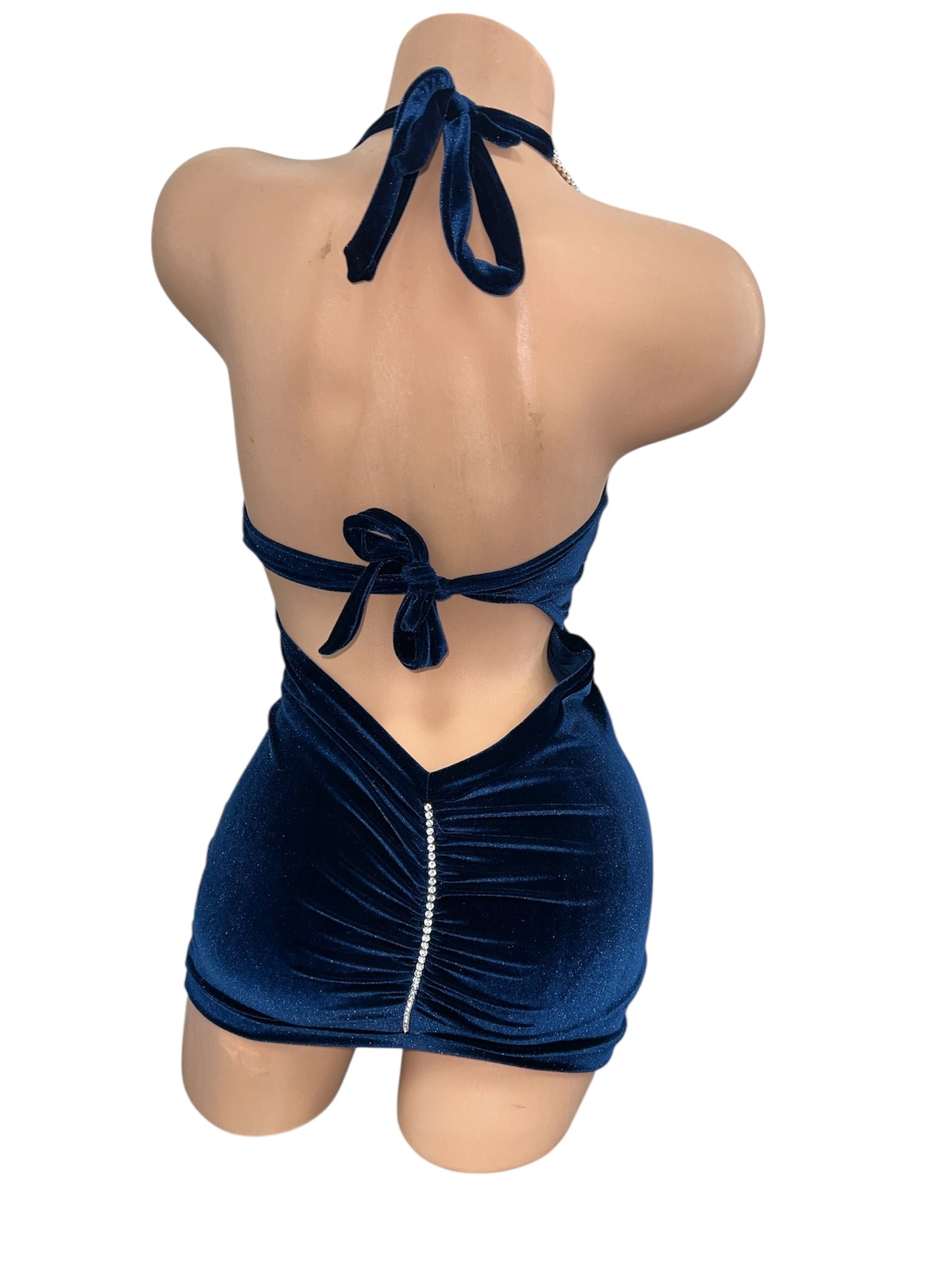 VELVET DRESS WITH RHINESTONE DETAIL