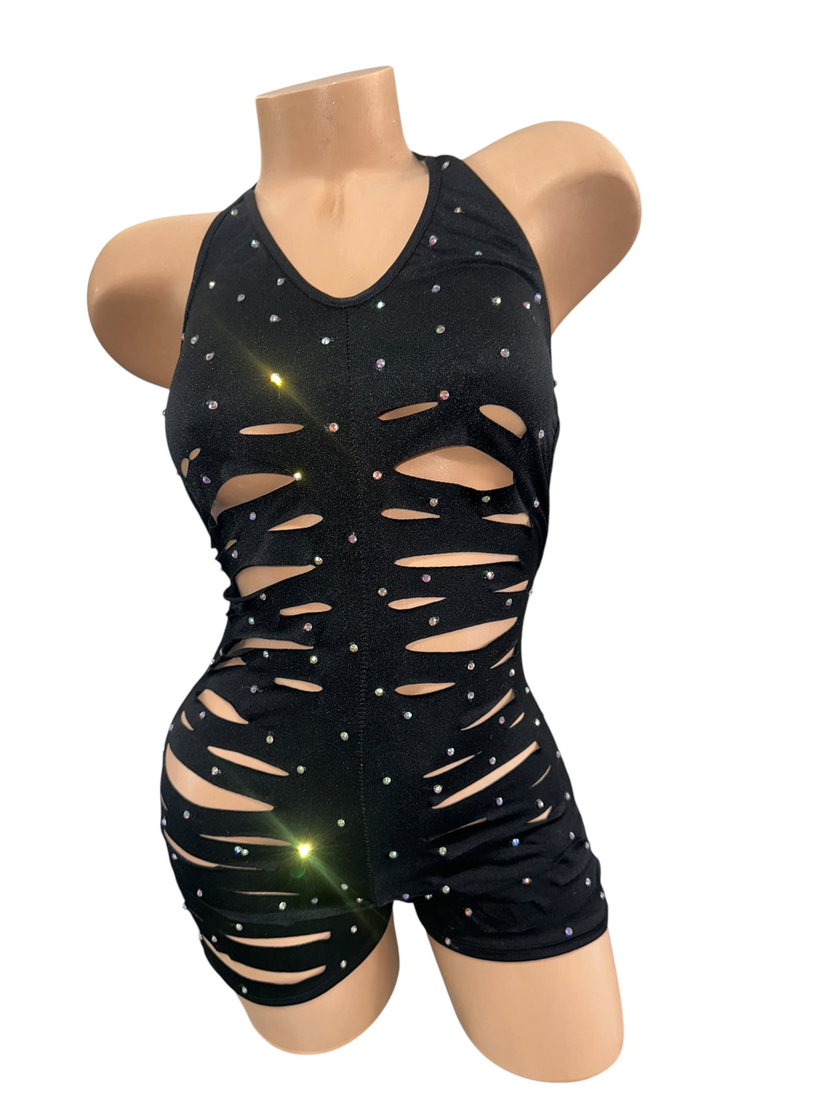 Black Slitted Shorts One Piece