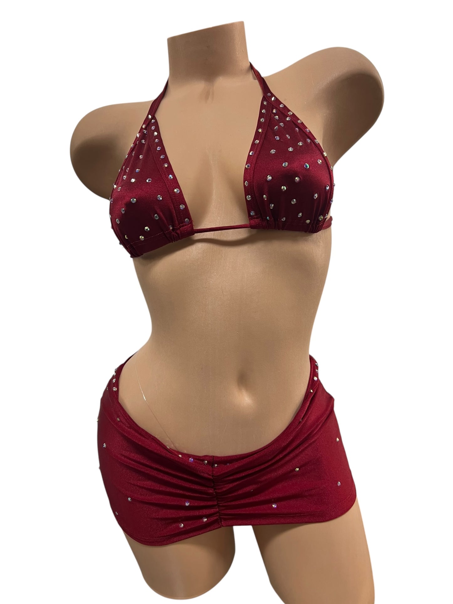 RED THREE PIECE SKIRT SET