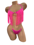 HOT PINK FRINGE TWO PIECE