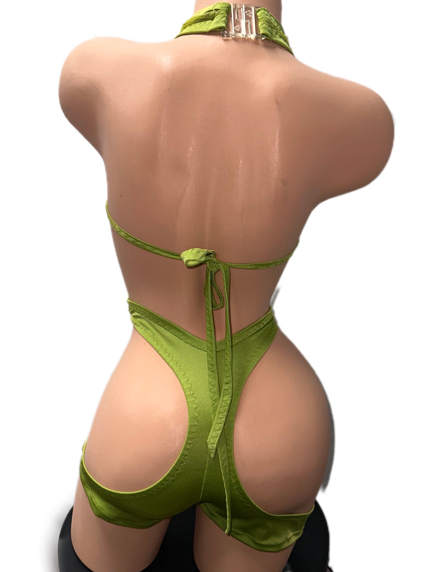 GREEN ONE PIECE MESH CHAP
