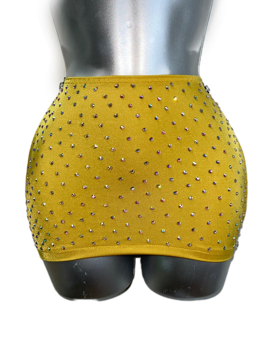 YELLOW RHINESTONE SKIRT