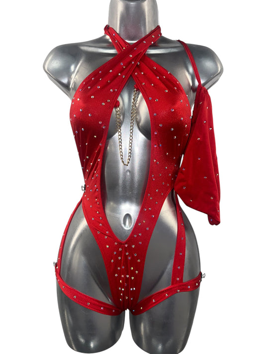 RED BODYSUIT W/ MONEYBAG