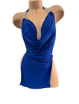 BLUE DRAPED DRESS