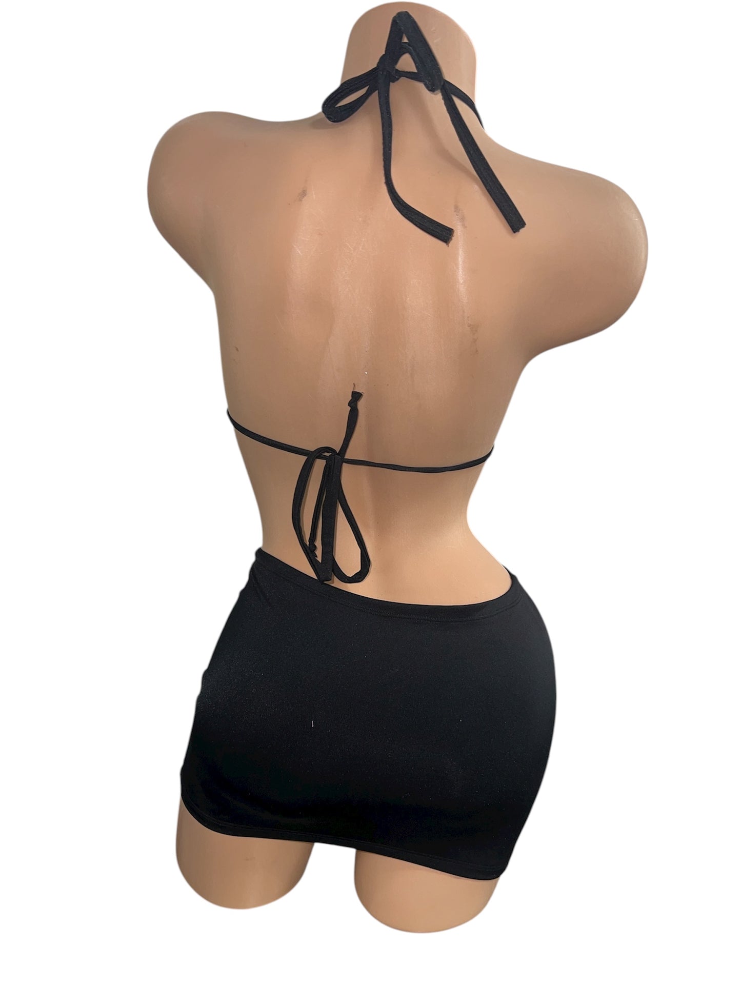 BLACK SKIRT SET WITH GOLD RHINESTONES