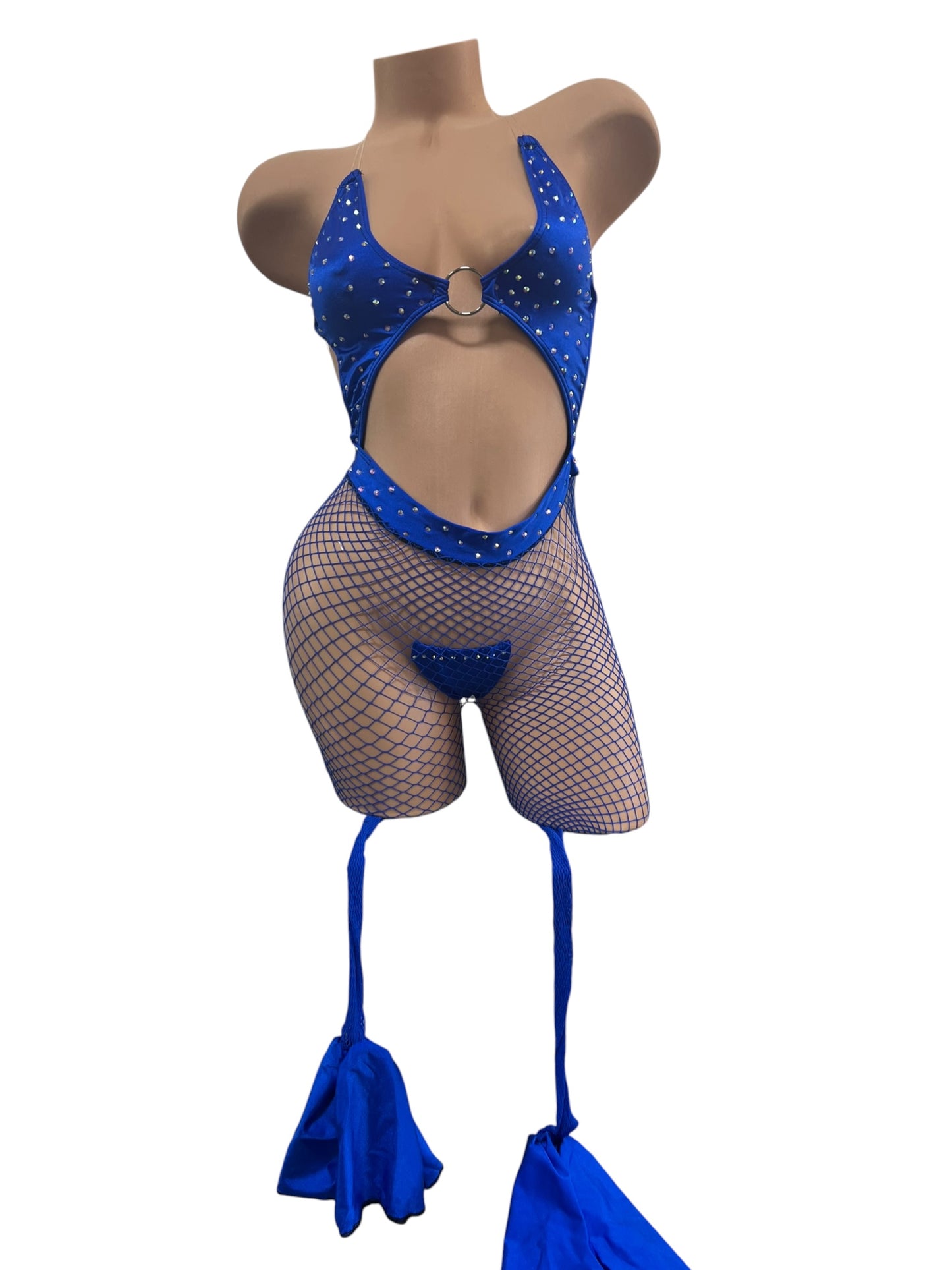 BLUE BODYSUIT NET TWO PIECE