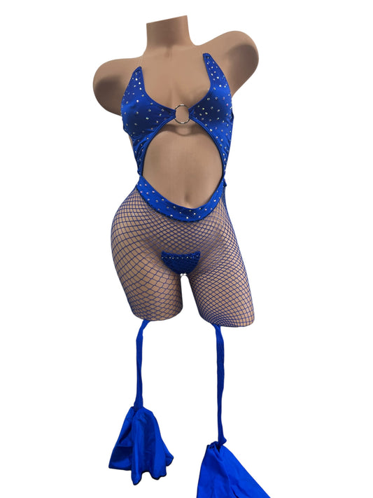 BLUE BODYSUIT NET TWO PIECE