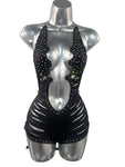 BLACK BODYSUIT WITH FRINGE