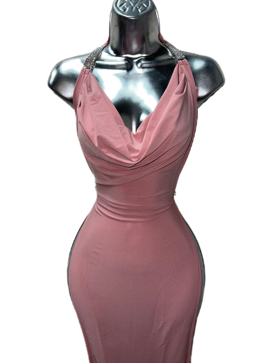 PINK ROSE DRAPE DRESS
