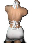 WHITE RHINESTONE BRA SKIRT SET