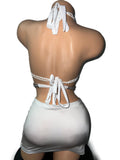 WHITE RHINESTONE BRA SKIRT SET
