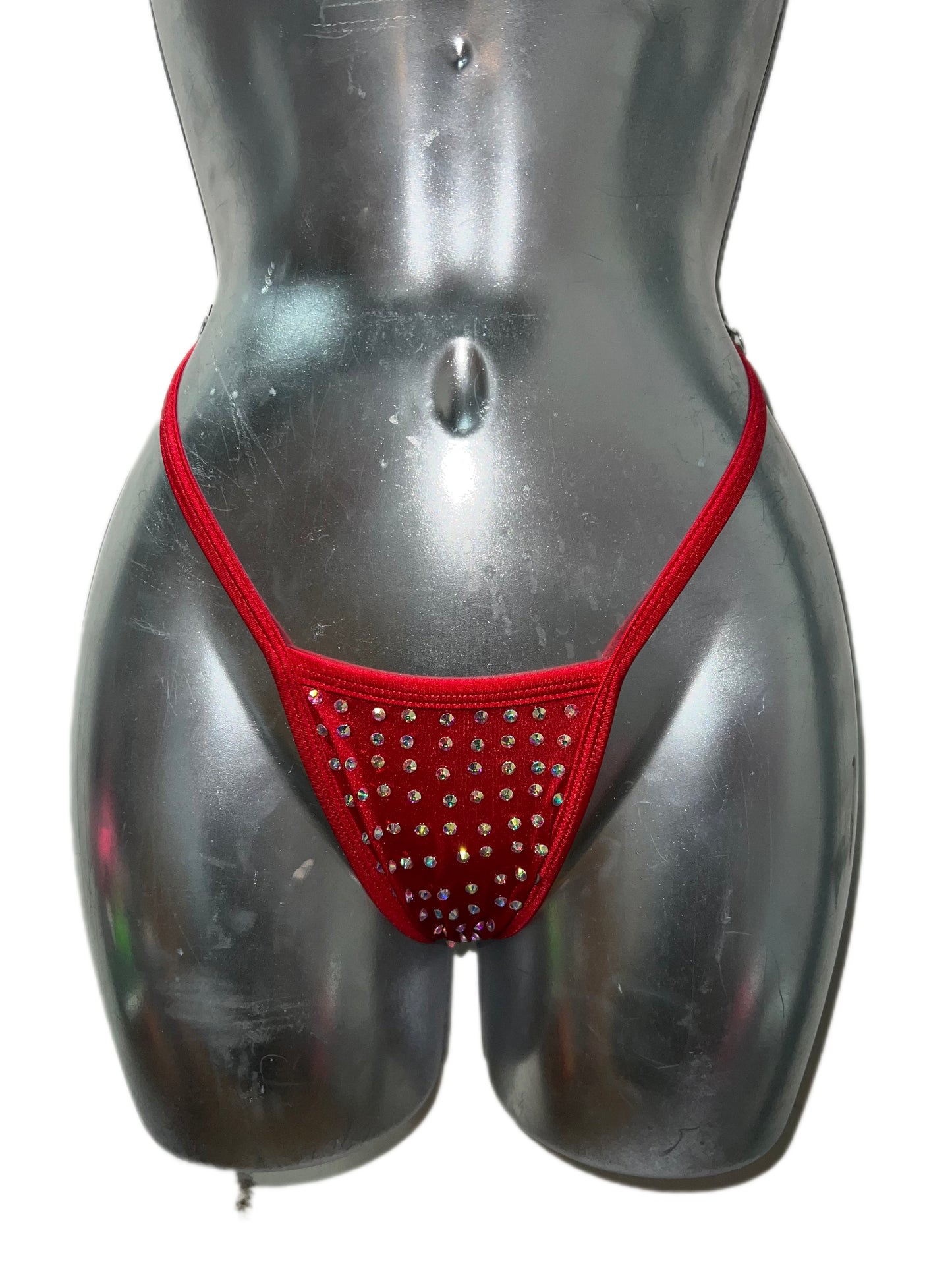 RED T-BAR THONG WITH RHINESTONES
