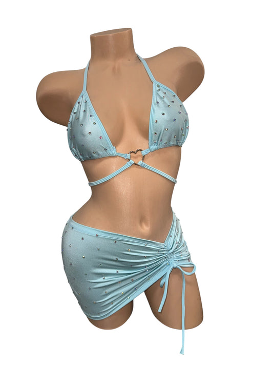 BABY BLUE TWO PIECE SKIRT SET