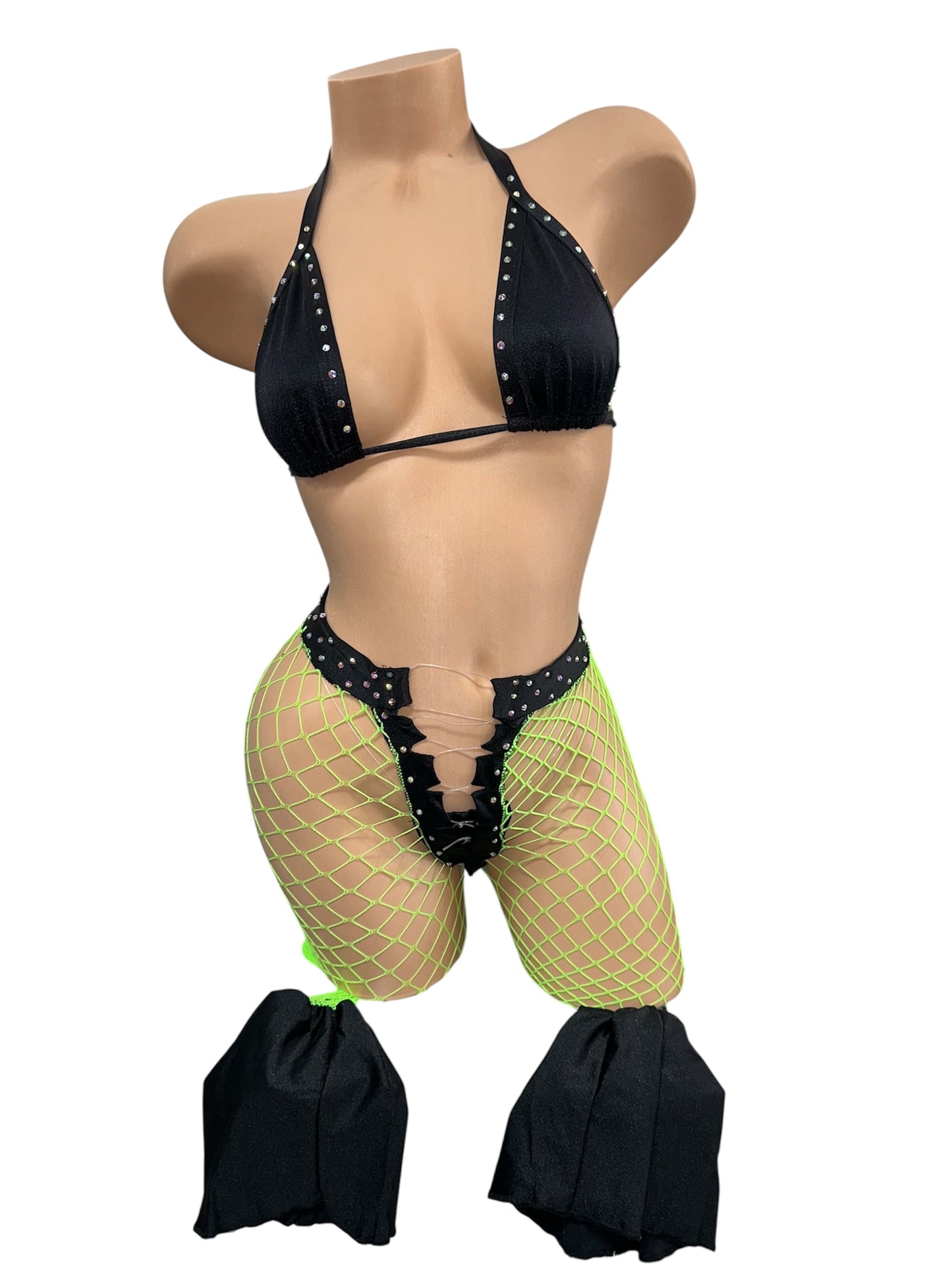 GREEN AND BLACK THREE PIECE