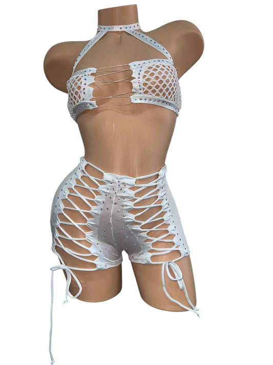 WHITE TWO PIECE SHORTS SET