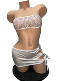 WHITE FISHNET SKIRT SET