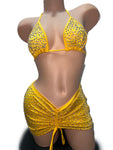 YELLOW SKIRT SET WITH TRIANGLE TOP