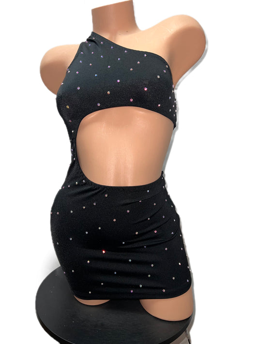 BLACK DRESS WITH CRYSTALS