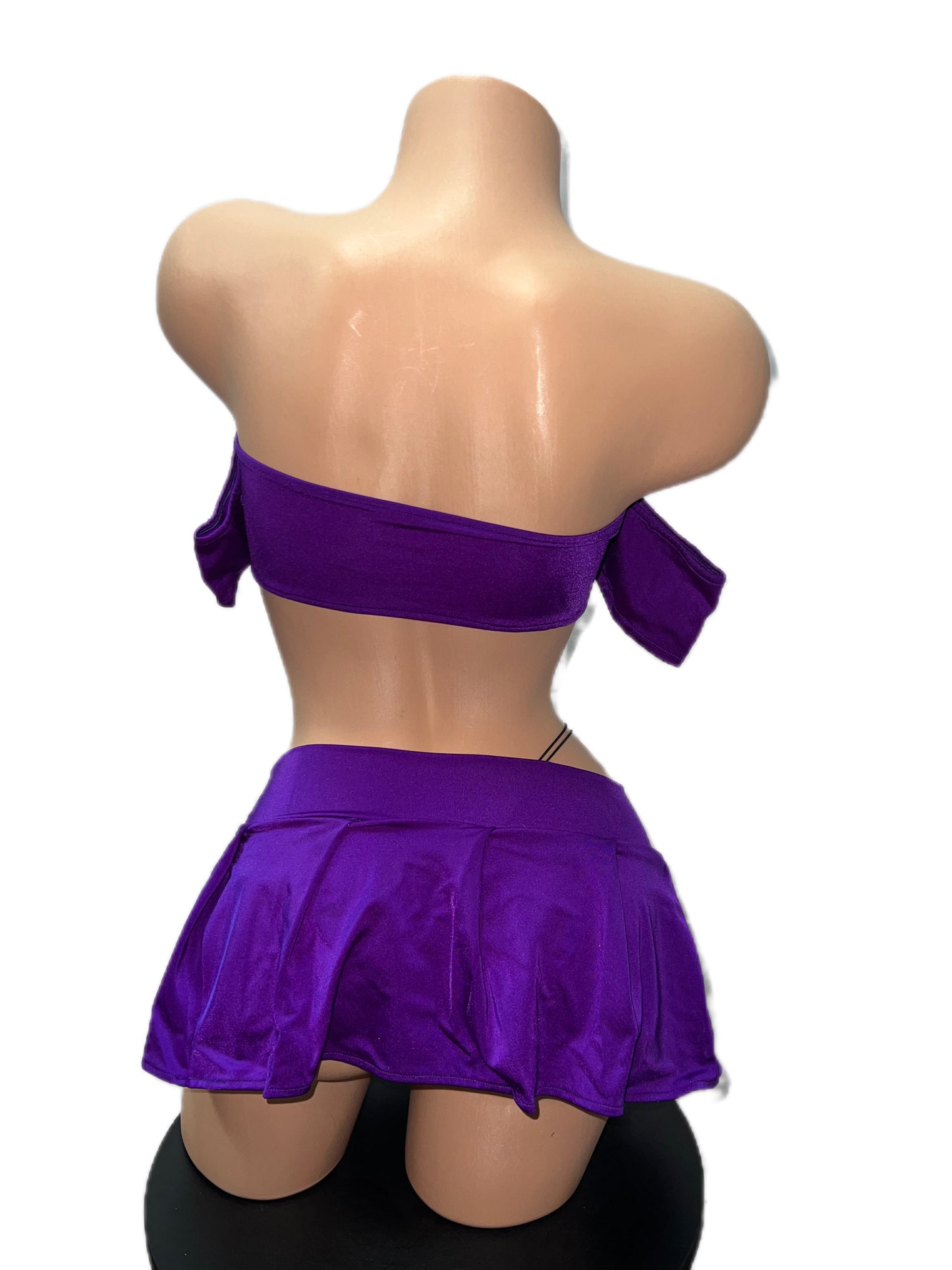PURPLE THREE PIECE SKIRT SET