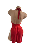 RED DRAPE DRESS