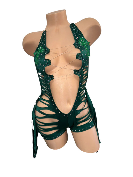 Green Y2K Shorts One Piece
