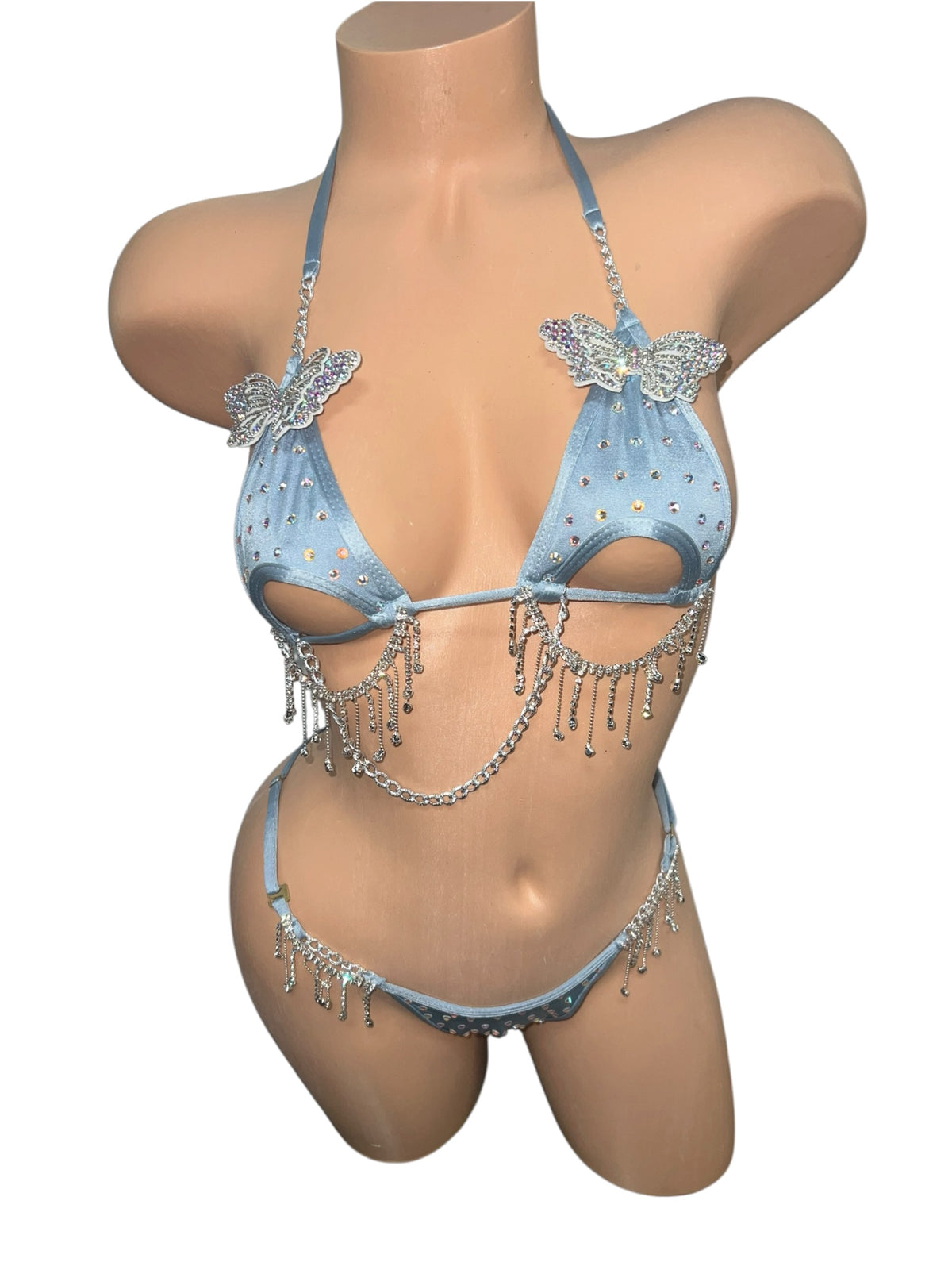 BABY BLUE BUTTERFLY CHAIN TWO PIECE